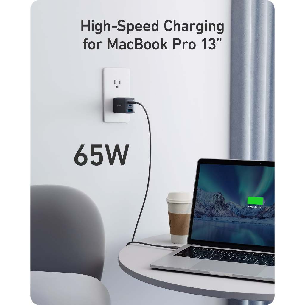 Anker 735 Charger 65W GaN II หัวชาร์จ Fast Charger 3 พอร์ต 725 หัวชาร์จเร็ว สําหรับ for iPhone โน๊ตบุ๊ค