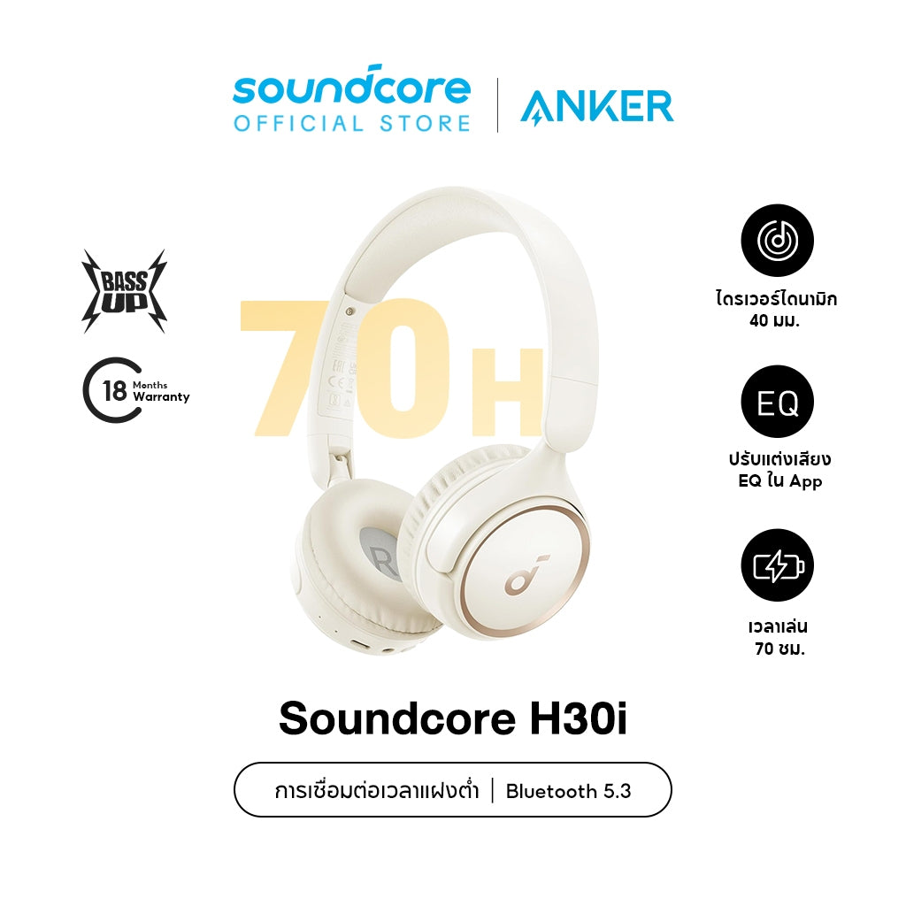Soundcore H30i headphone bluetooth หูฟังบลูทูธไร้สาย หูฟังตัดเสียงรบกวน หูฟังไร้สาย A3012