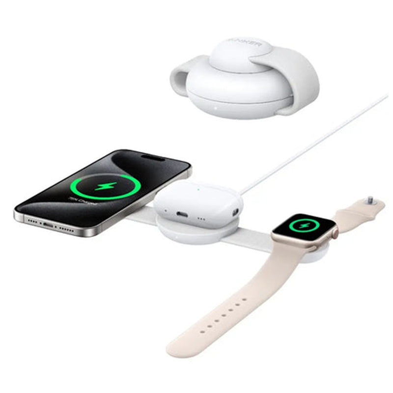 Anker MagGo 3-in-1 Foldable Charging Pad 15W Qi2 Wireless Charger iPhone 16 พับเก็บได้ 3-in-1 ชาร์จเร็วไร้สาย 15W