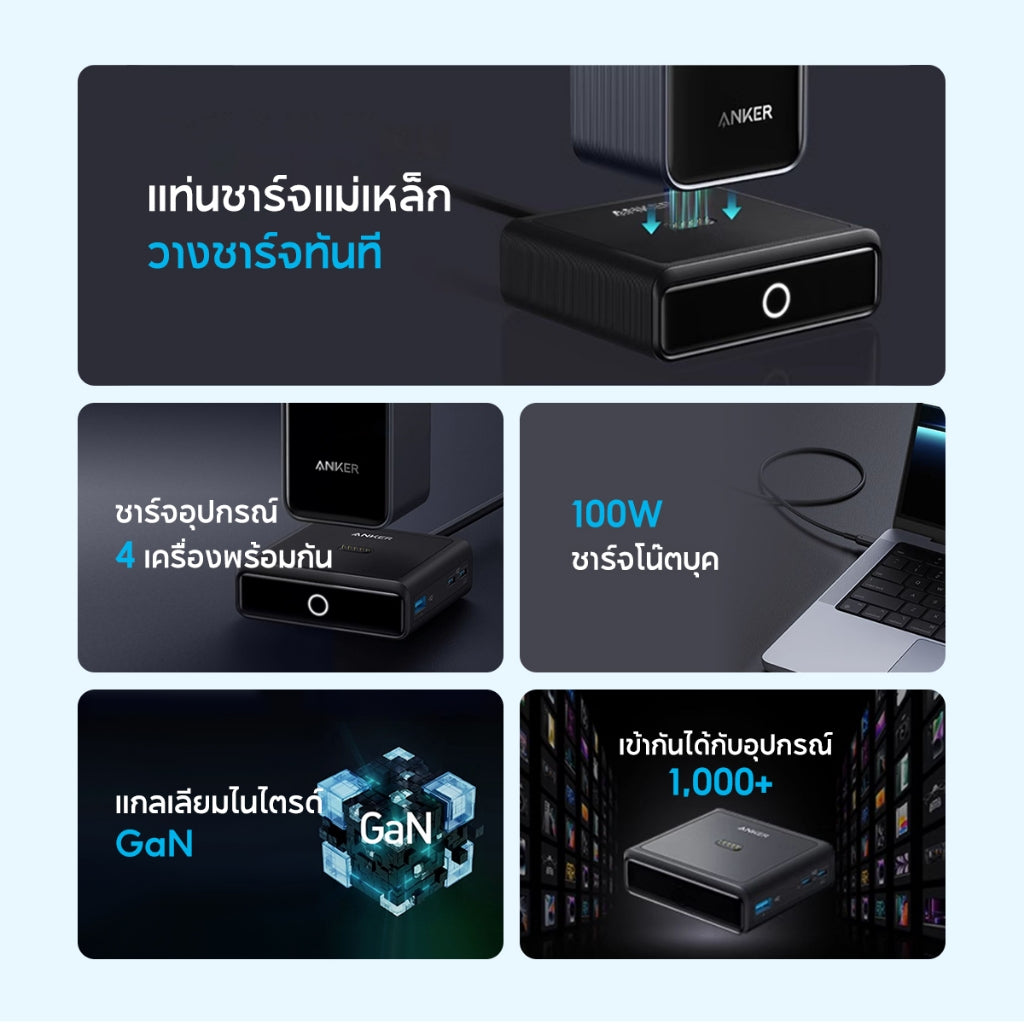 Anker 100W Charging Base for Prime แท่นชาร์จแม่เหล็ก ชาร์จแม่เหล็ก ชาร์จเร็ว ชาร์จเร็วแบบแม่เหล็ก Fast Charger