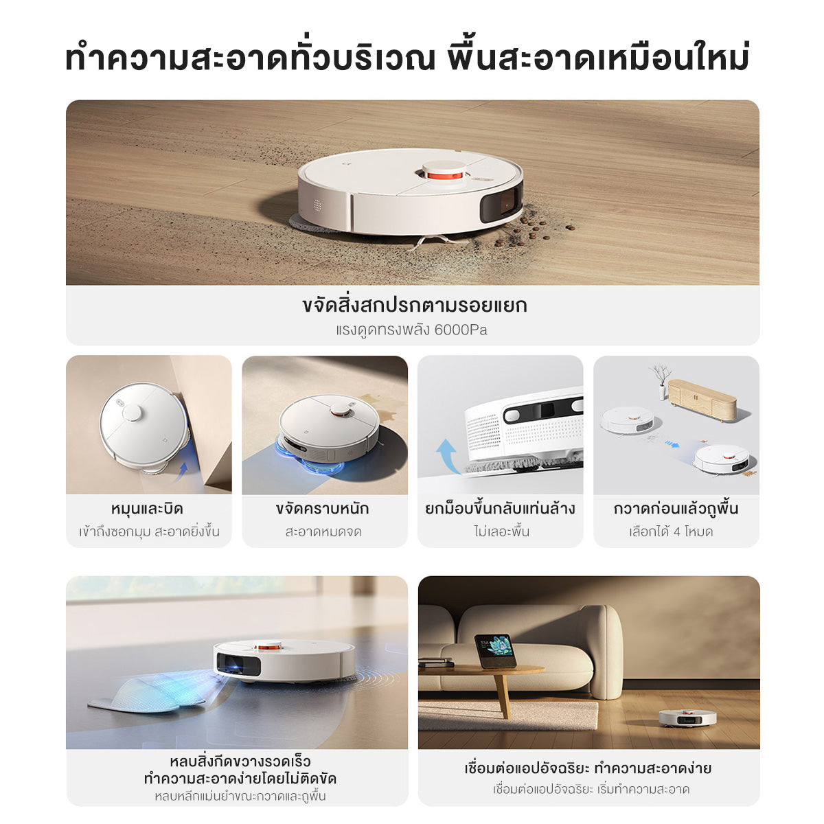 [NEW] Xiaomi Robot Vacuum X20+ การเก็บฝุ่นอัตโนมัติโดยไม่ต้องล้าง แรงดูด 6000Pa เลเซอร์นำทาง LDS เชื่อมต่ออัจฉริยะ