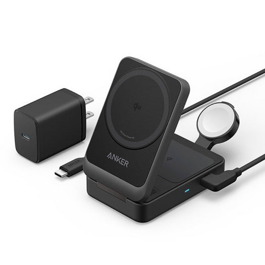 Anker MagGo Wireless for iPhone 16 Charging Station พับเก็บได้ 3-in-1 ชาร์จเร็วไร้สาย 15W สำหรับ AirPods / Watch