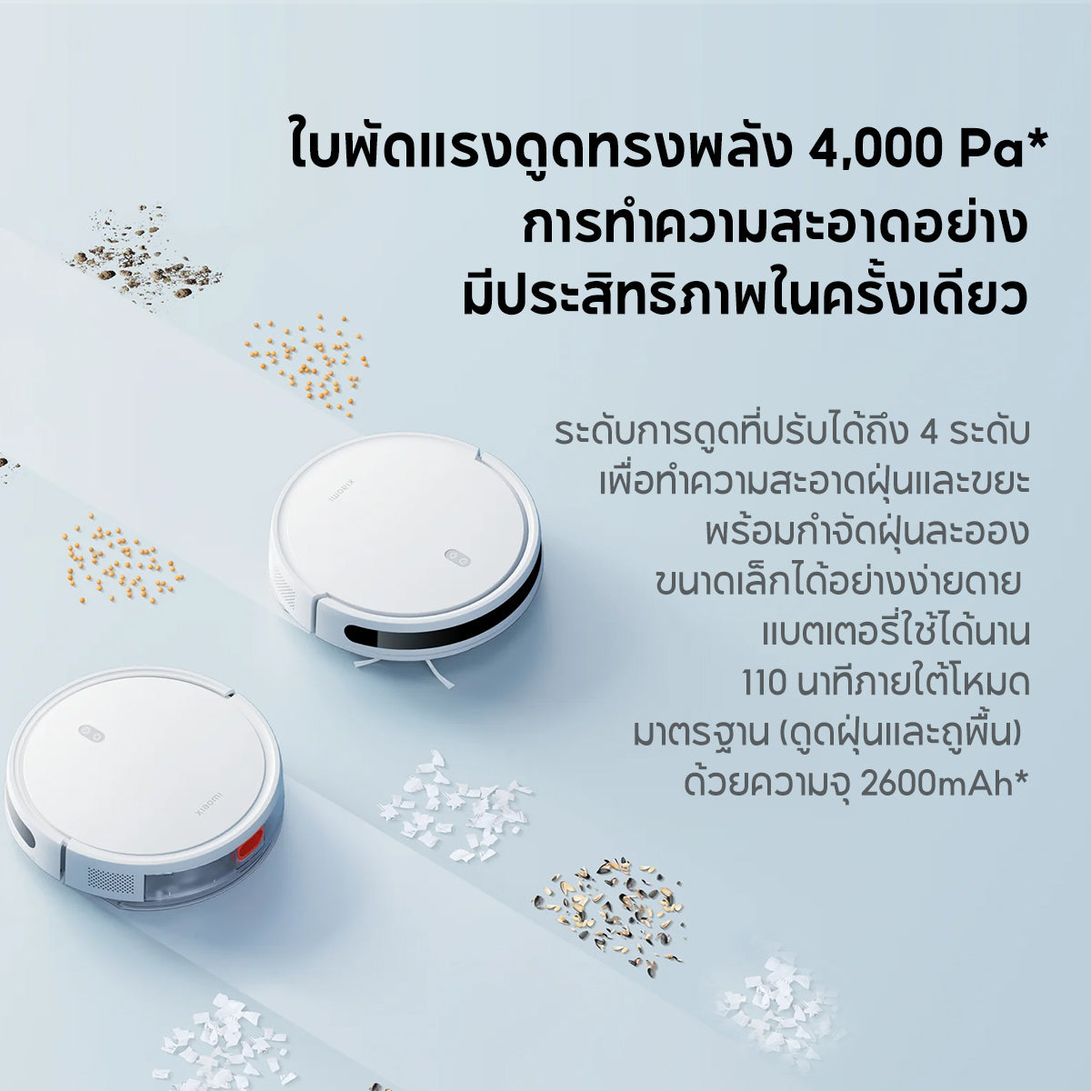 [HOT] Xiaomi Mi Mijia Robot Vacuum Mop E10/E10C หุ่นยนต์กวาด เครื่องดูดฝุ่น ดูดแรง 4000Pa โหมดคู่ดูดฝุ่น/ถูพื้น