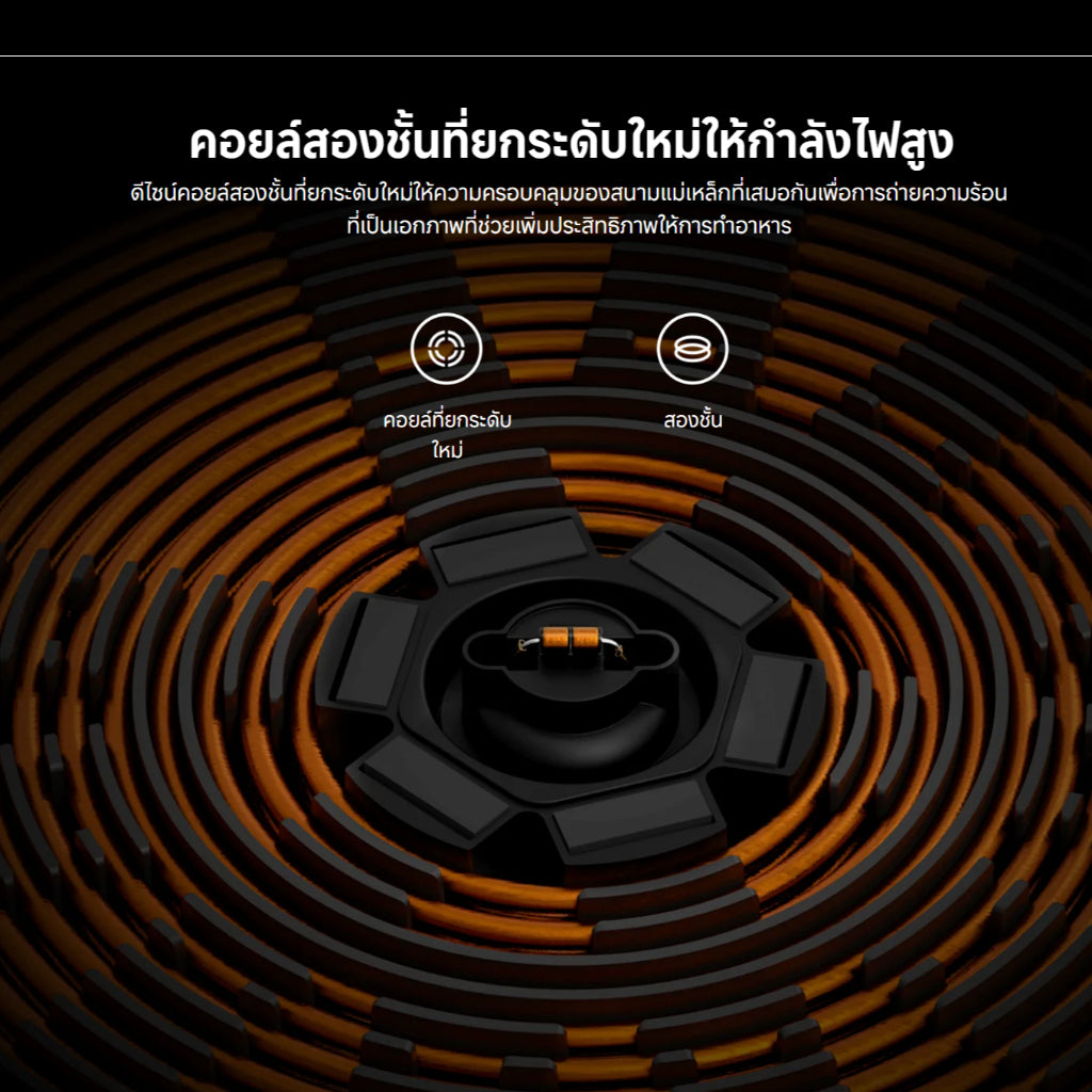 Xiaomi Induction Cooker Lite กำลังไฟสูง 2100W ปรับความร้อน 9 ระดับ ขดลวดสองชั้น แยกท่อลมร้อน/เย็น ปุ่มหมุนไฟ LED