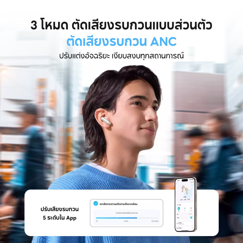 Soundcore P40i Smart ANC True-Wireless Earbuds หูฟังบลูทูธไร้สาย 5.3 ลดเสียงรบกวน All-New Reduce Noise A3955