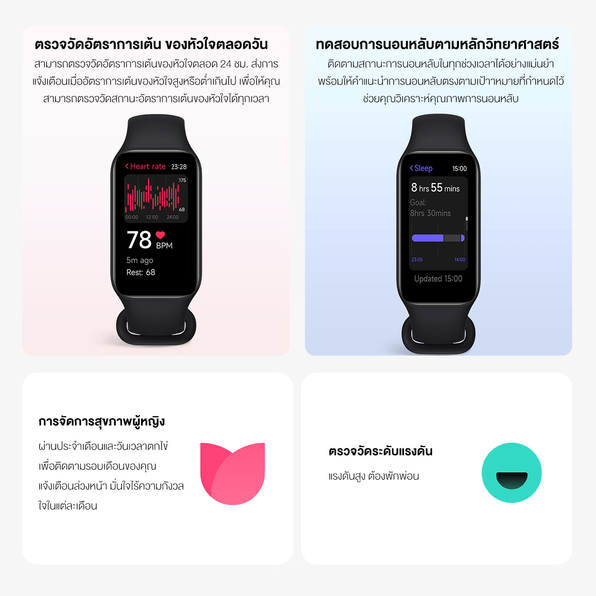 [ขายดี] Xiaomi Mi Band 8 Active Smart Band8 นาฬิกาสมาร์ทวอทช์ จอแสดงผล 1.47" การวัดออกซิเจนในเลือด smart watch