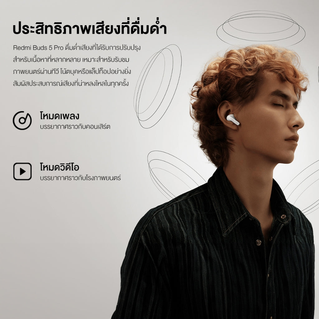 Xiaomi Redmi Buds 5 Pro Wireless Bluetooth Earphone หูฟังบลูทูธไร้สาย การใช้งานได้นาน 28 ชม