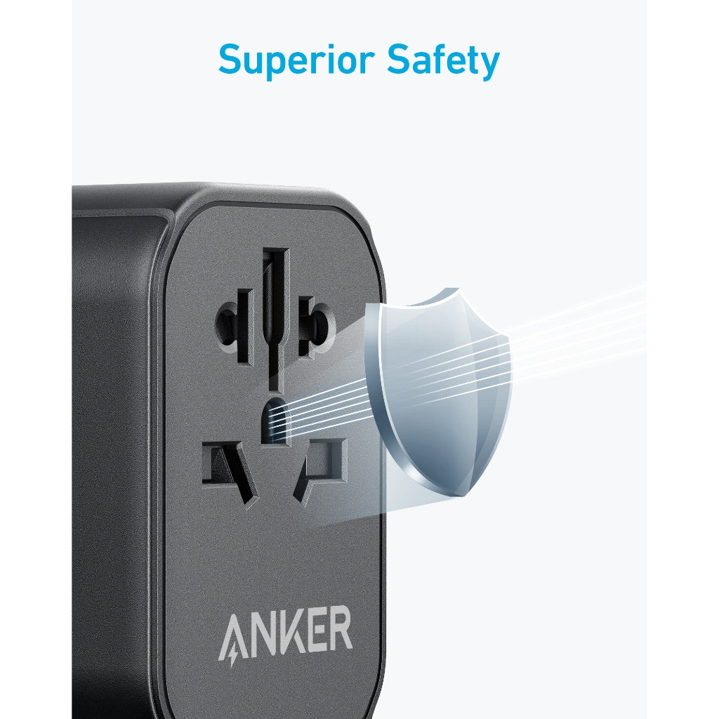 Anker PowerExtend USB-C Universal Travel Adapter 30W หัวแปลงปลั๊กไฟ มาพร้อม ช่อง USB-C และ USB-A ความปลอดภัยที่เหนือกว่า