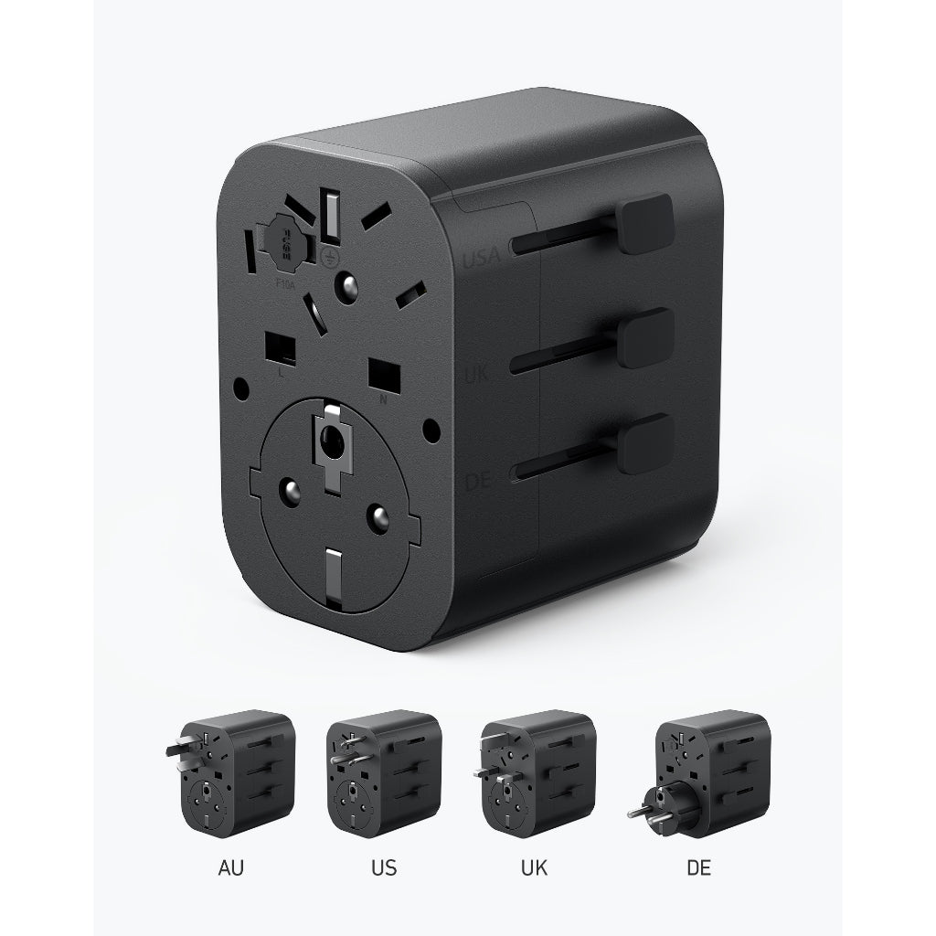 Anker PowerExtend USB-C Universal Travel Adapter 30W หัวแปลงปลั๊กไฟ มาพร้อม ช่อง USB-C และ USB-A ความปลอดภัยที่เหนือกว่า