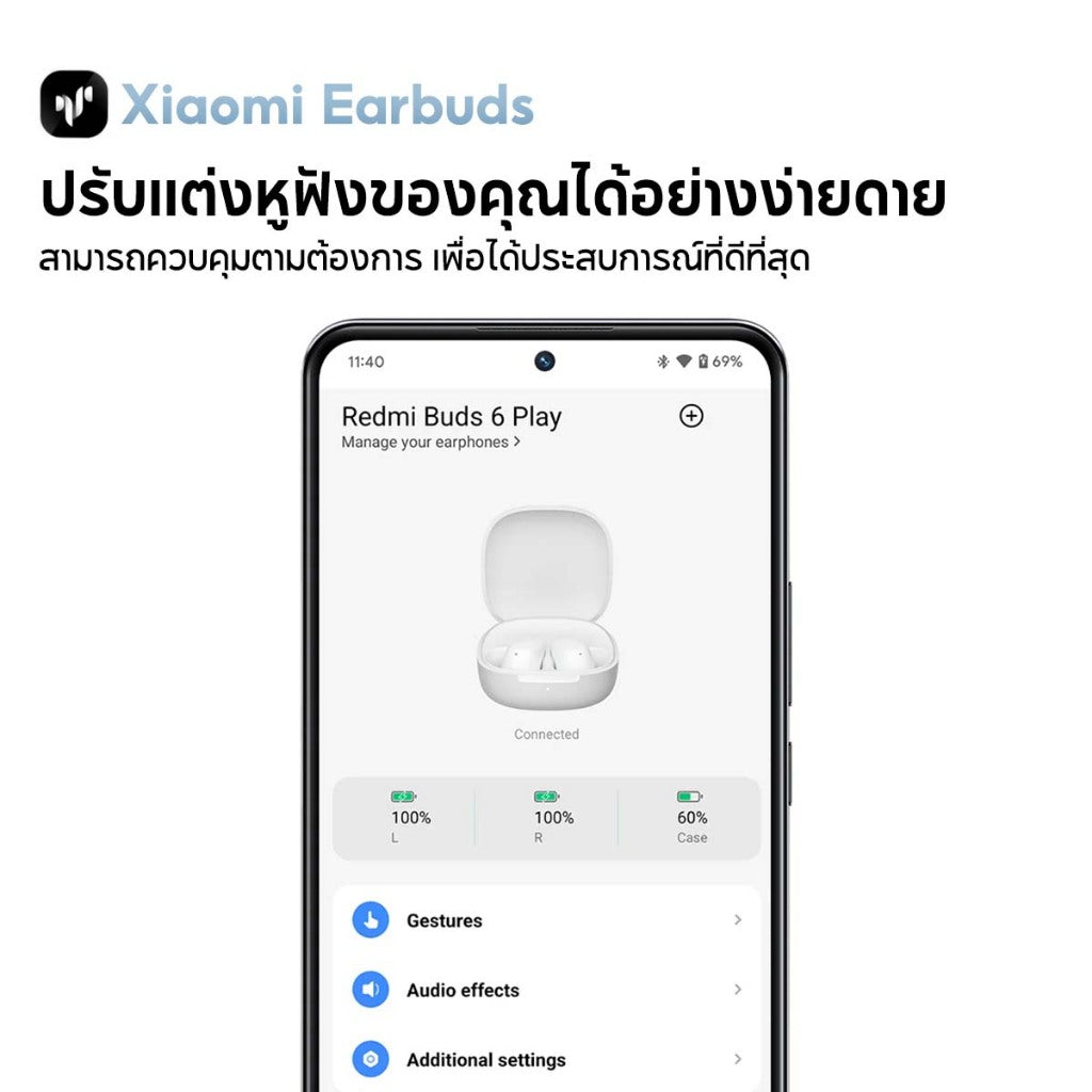Xiaomi Redmi Buds 6 Play Wireless Bluetooth Earphone หูฟังบลูทูธไร้สาย การใช้งานได้นาน 36 ชม