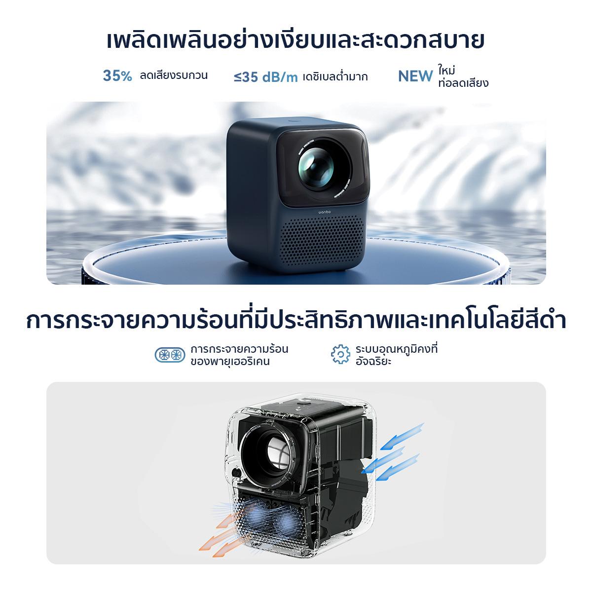 Wanbo T2 Max NEW 1080P HD Projector โปรเจคเตอร์ มินิโปรเจคเตอร์ คุณภาพระดับ Built-In Android 9.0 HIFI Sound