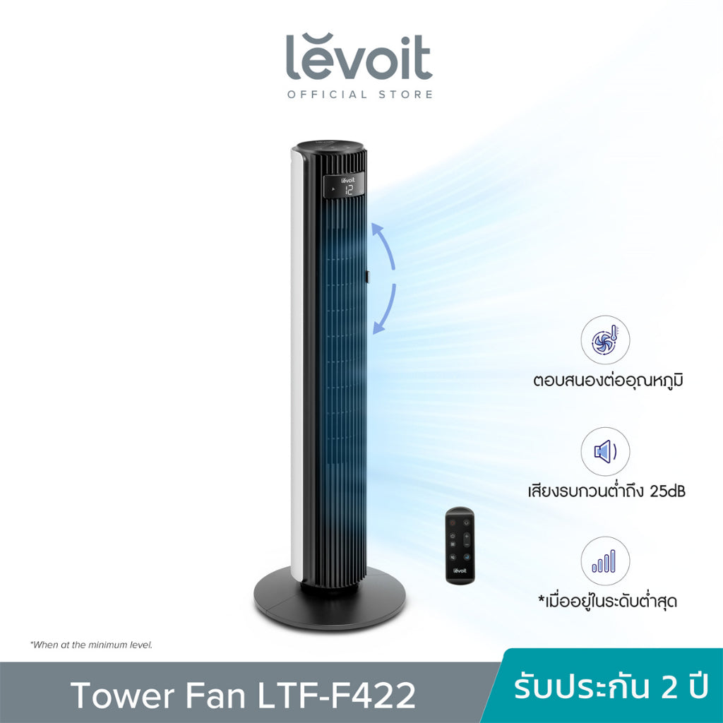 Levoit Smart Tower Fan LTF-F422F362F422Wifi พัดลมอัจฉริยะ ความเร็ว 12 ระดับ เซ็นเซอร์วัดอุณหภูมิ