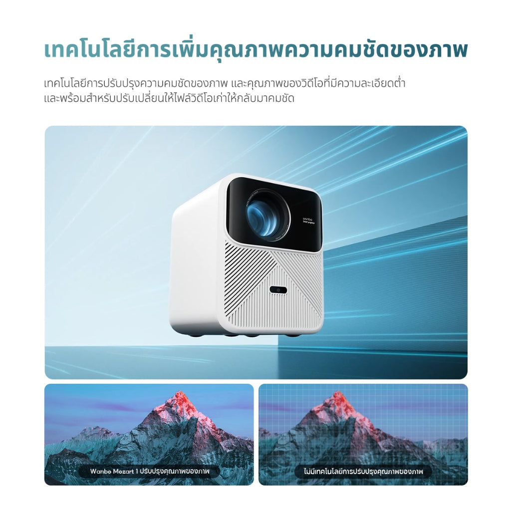 Wanbo Mozart 1 Projector 900 ANSI โปรเจคเตอร์  พกพา  โฟกัสอัตโนมัติ หลีกเลี่ยงสิ่งกีดขวางอัจฉริยะ
